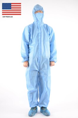 High Quality Extra Thick Protective Coverall Isolation Suit With Hood USA Stock