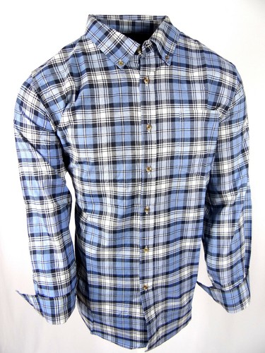 Mens Plaid Shirt Light Blue Stripe Long 