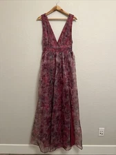 NEW LULUS Garden Romance Floral Organza Maxi Dress Minimalist Quiet Luxury Dance