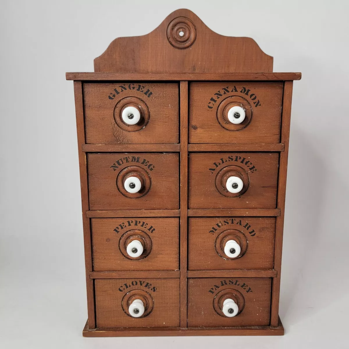 Vintage wooden online spice cabinet