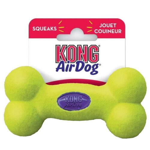 KONG AirDog Bone Squeaky Toy for Dogs with Tennis Ball Material Yellow Small - Picture 5 of 6