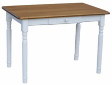 Esstisch Küchentisch Tisch MASSIV KIEFER weiß honig MIT SCHUBLADE - NEU