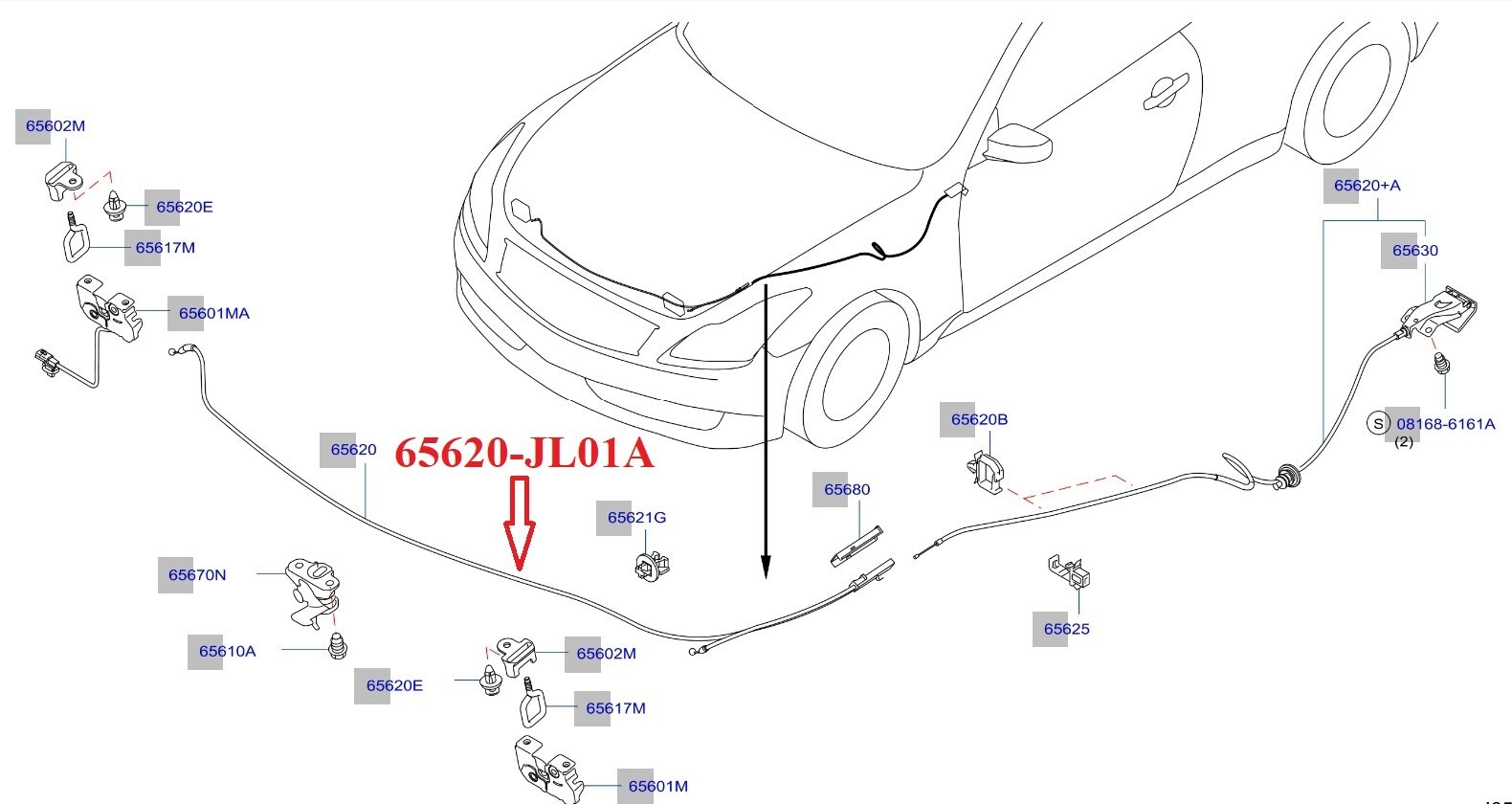 NEW Genuine G37X/G37/Q60 Coupe/Convertible 0815 Hood Release Cable