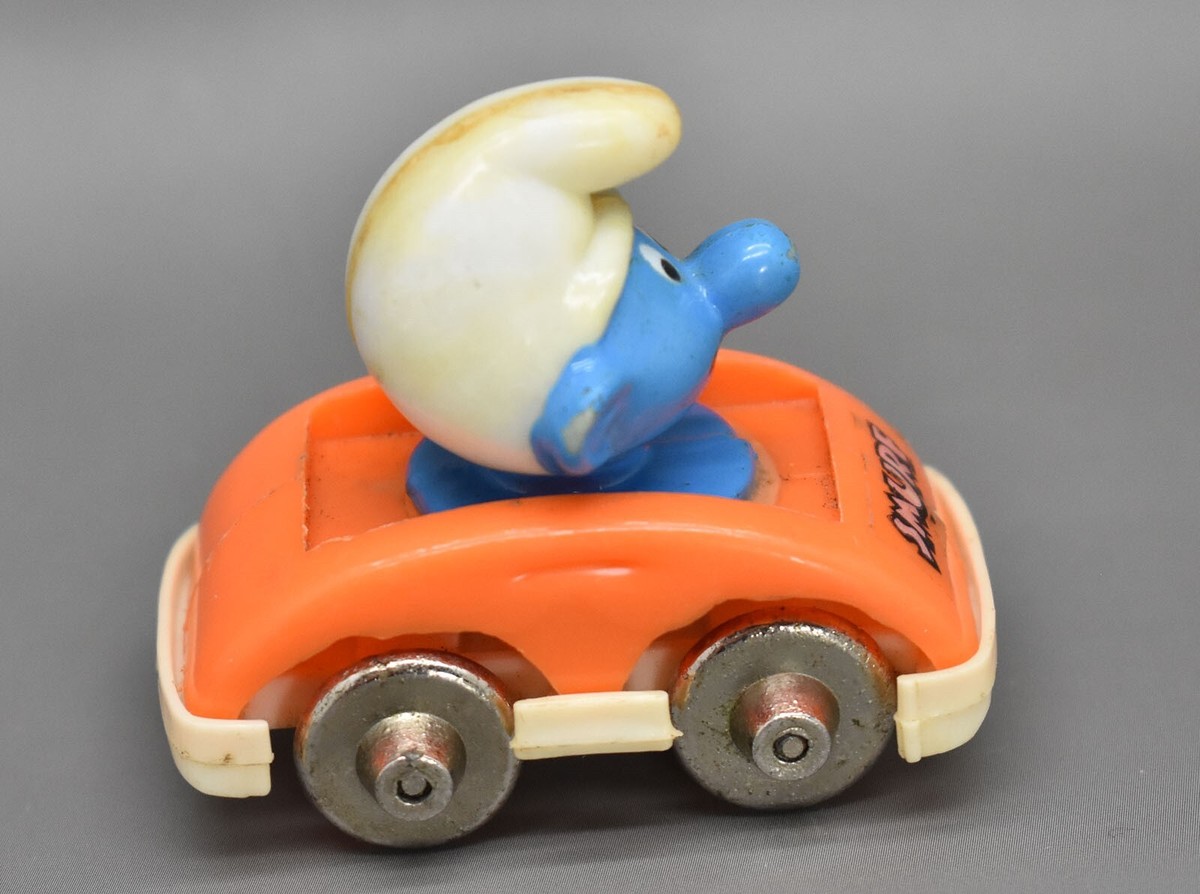 SMURF バス ミニカー レトロ　玩具　入手困難　当時物　海外アニメ　激レア Smurfs Smurf Rollercoaster Car 1.75