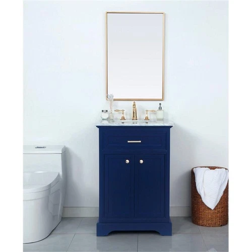 Elegant Decor Americana 24" Solid Wood and Metal Single Bathroom Vanity in Blue - Picture 6 of 8