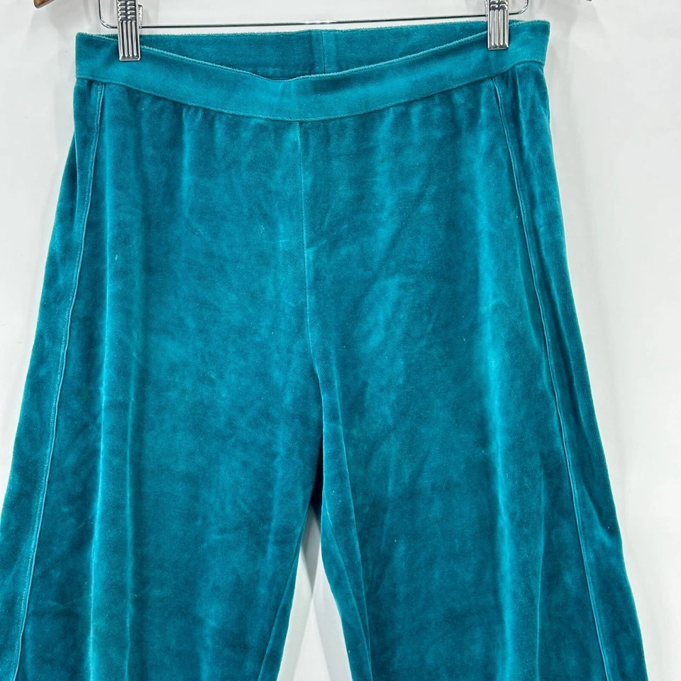 Pantalones Joan Vass para mujer de terciopelo recto pierna ancha cintura elástica verde L Foto 3 de 4