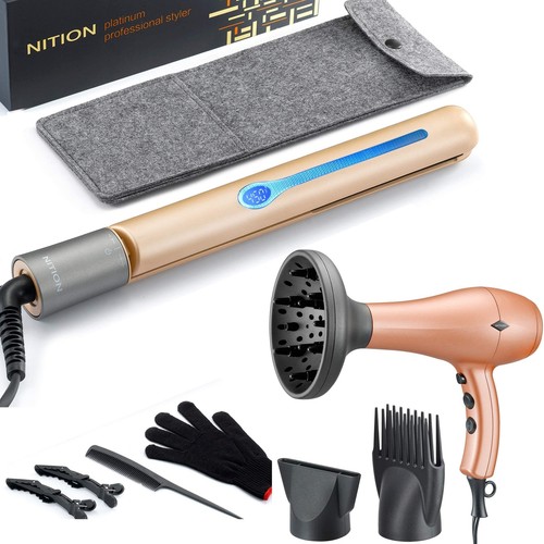 NITION Pro Salon Hair Flat Iron Styling Tool Hair Straightener and Hair Dryer...