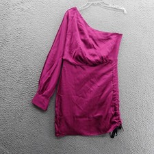 Bar III One Shoulder Satin Mini Dress Size 6 Pink Womens Party Ruched