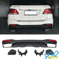 Für Mercedes Gle W166 Diffusor Hinten Verkleidung Auspuff Poliert Schwarz 63 AMG