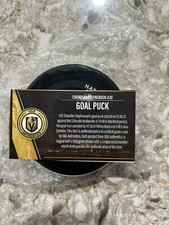 Chandler Stephenson Vegas Golden Knights Goal Puck Game Used Colorado Avalanche