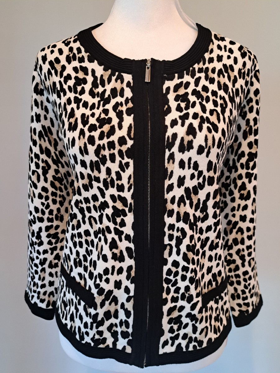 NWT WHBM Sz 12/14 Leopard Soft Jacquard Knit Cardigan