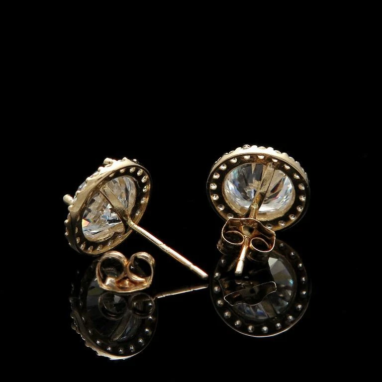 2.99ct Round Cut Beautiful MOISSANITE D/VVS1 Stud Earrings 14k Solid Yellow Gold - Image 2 of 3