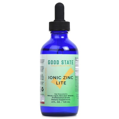 Liquid Ionic Zinc Lite Supplement 4 fl oz Glass Bottle by Good State