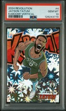PSA 10: 2024 PANINI REVOLUTION #4 JAYSON TATUM VERTICAL KABOOM SSP (Pop 7)
