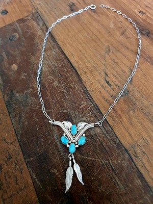 Navajo Halskette Silber 925 Türkise Lowell Draper Native American Indianer