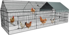 Chicken Coop, Chicken Run Pen for Yard with Cover Outdoor Metal Portable Chicken
