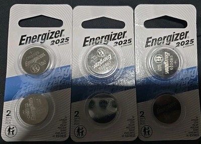 Lot Of 3 Energizer Lithium Coin Watch/Electronic Battery CR2025 6 Batteries (MT)