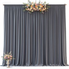 Gray Backdrop Curtains 10x10 Ft Wrinkle Free Fabric Party Photography Drapes