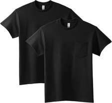 Gildan Men's 2-Pack Workwear Pocket T-Shirt, Black, Large