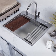 Ruvati 25x22x12" Deep Laundry Topmount Workstation Sink- RVU6553