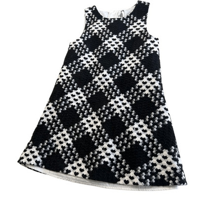 Rare Editions Girls Plaid Knit Lined Sleeveless A-Line Dress Black White Size 6