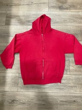 VTG 60s 70s Full Zip Red Hoodie Sweatshirt Size Large