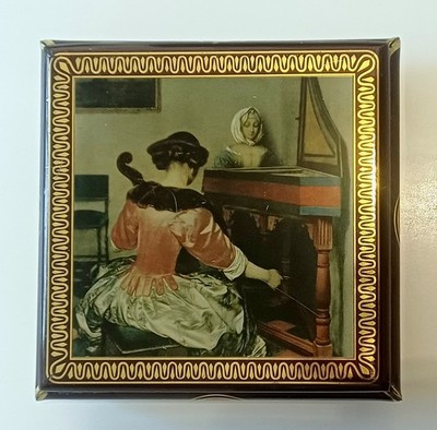 Haribo Lakritzen Dose Deckeldose Blechdose Vintage um 1960, Musizierende Frauen