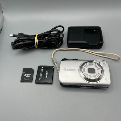Canon PowerShot A3200 IS 14.1MP Digital Camera Silver Tested - Full Kit