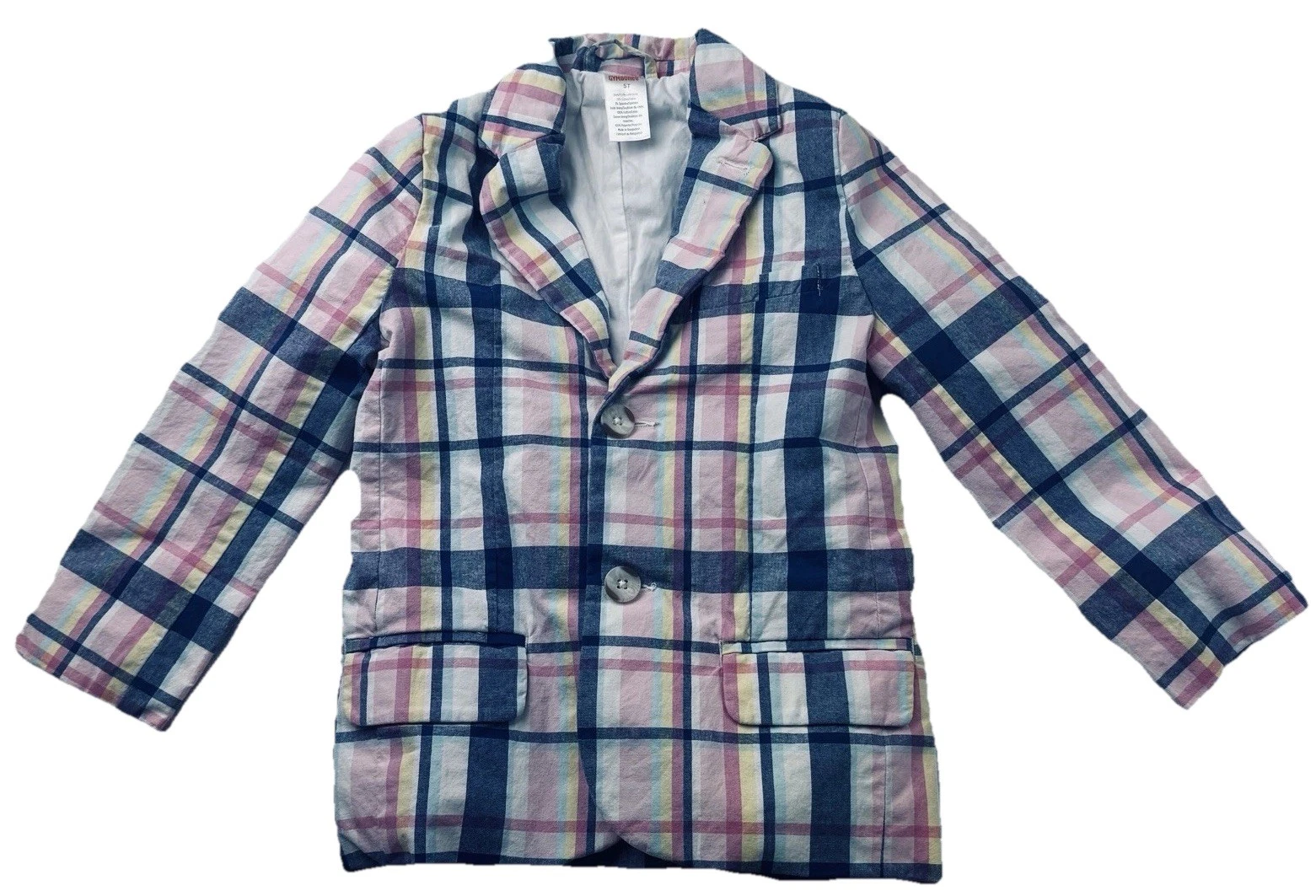 Gymboree Spring Summer Pink Plaid Blazer Suit Jacket 5T Preppy