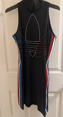 adidas Black Sleeveless Zip High Neck Bodycon Logo Unitard Dress US S