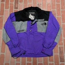 VTG 90'S THE NORTH FACE STEEP TECH BLACK PURPLE SILVER JACKET WINDBREAKER SZ S