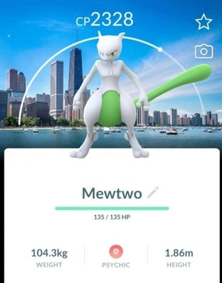 Pokémon Go 01 Shiny Mewtwo Chicago BG & LV50 & 3moves - Registered Trade
