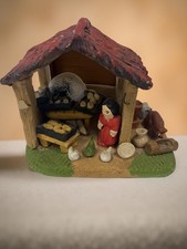 Signed Pottery Diorama of Street Market   Han...