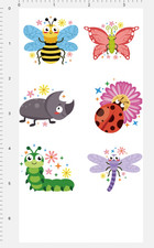 Insect Bug Scrapbook Sticker Set 4" x 7" Sheet Butterfly Dragonfly Lady Bee