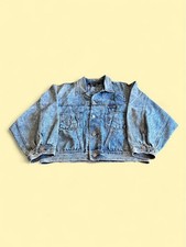 Vintage 80s Acid Wash Denim Jacket Oversized Boxy Fit Women s Size M-L
