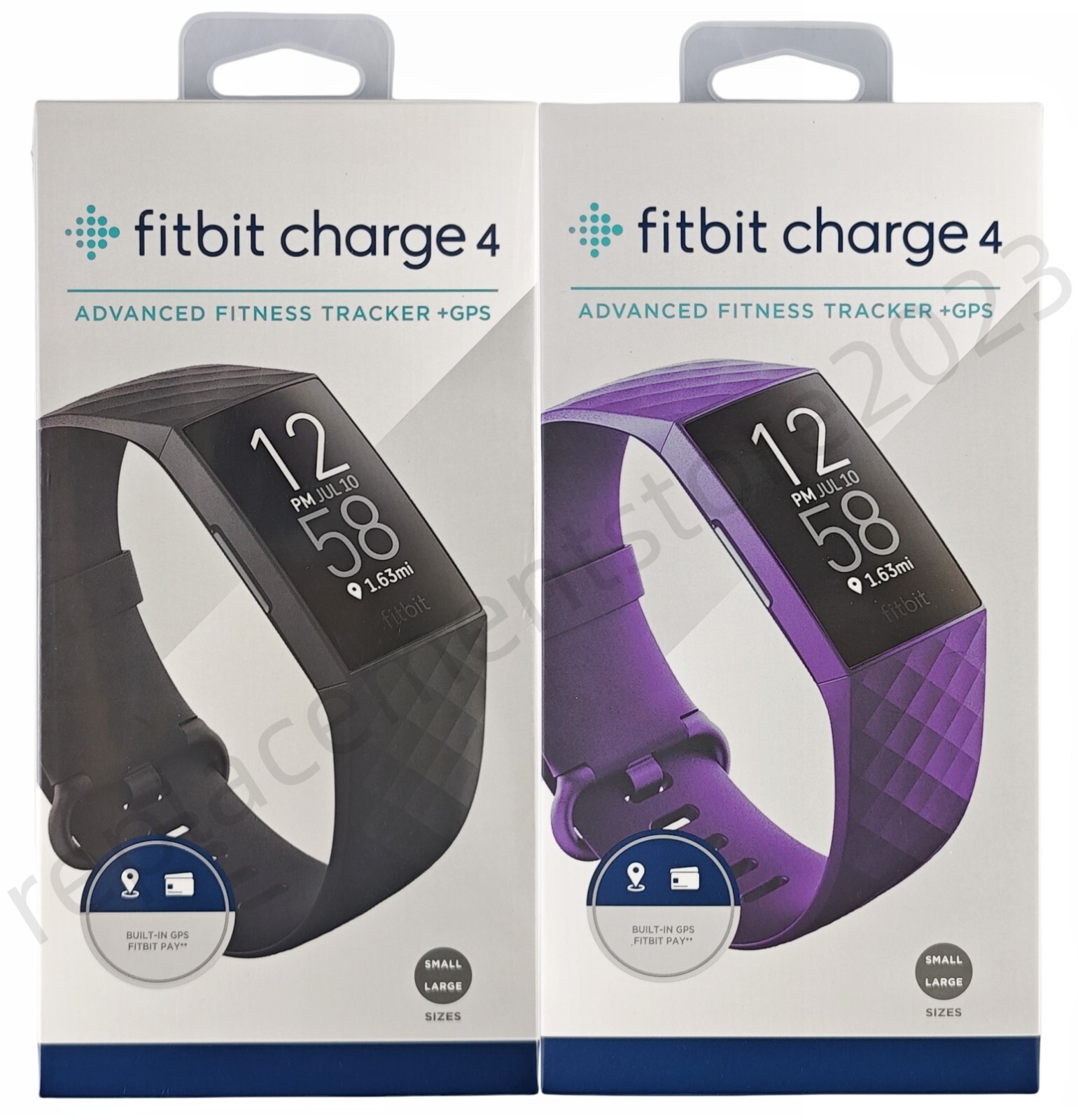 New Fitbit Charge 4 Fitness Tracker GPS Heart Rate Monitor Black/Purple S&L band