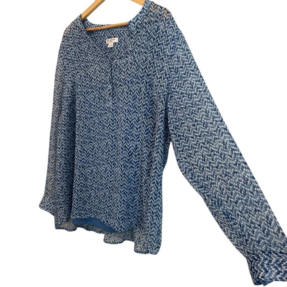 Blusa sin mangas suave elástica Liz Claiborne para mujer 2X trabajo informal en capas de gasa Foto 3 de 4