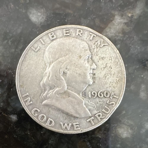 1960 Franklin Half Dollar 50C Denver 90% Silver Circulated Business Strike Coin