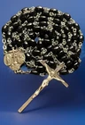 Vintage Catholic Sterling Silver & Black Milk Glass Rosary