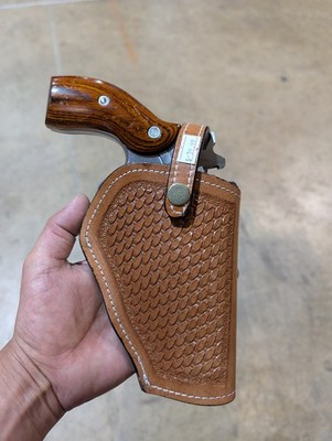 LEATHER HOLSTER FOR RUGER REDHAWK 44 MAG SHORT BARREL OPEN BOTTOM HANDMADE