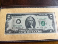 Bicentennial Commemorative Two Dollar Bill First Day of Issue  April 13, 1976