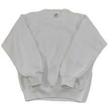 Vintage 80  s Jerzees Blank White Medium Sweatshirt USA 50/50 Read 8714