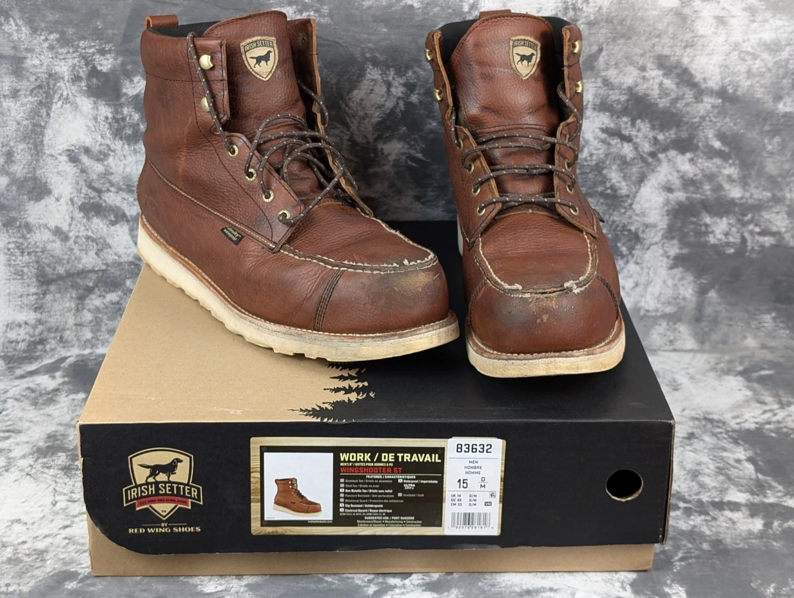 Irish Setter Wingshooter ST 83632 Boots Mens Size 15 D Brown 6" Safety Toe Work