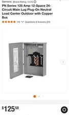 Siemens PN Series 125 Amp 12-Space 24-Cir  Main Lug Plug-On Neutral Load Center