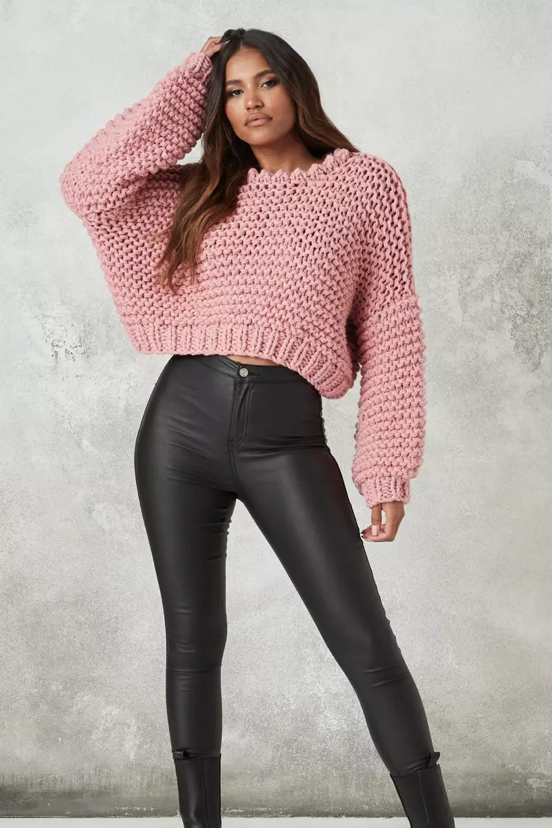 Missguided rose hand knit cropped sweater SIZE 6 8 USA eBay