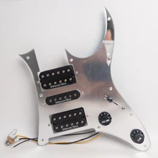 Guitar Prewired Loaded Pickguard Silver Mirror Humbucker Pickups Set For Ibanez
