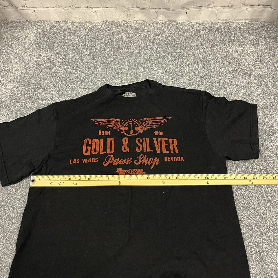 Camiseta negra de manga corta dorada y plateada Pawn Shop Las Vegas para hombre talla L Foto 4 de 4