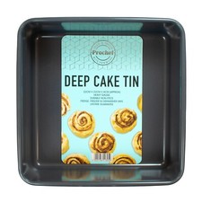 Image of Prochef Non-Stick Teflon Deep Square Cake Tin Length 22cm x Width 22cm Silver
