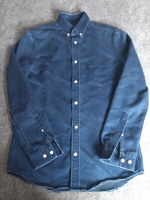 H&M Blue Denim Long Sleeve Button Front Shirt Mens Size Small