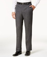 Kenneth Cole Reaction Men's Gray Solid Slim-Fit Suit Separate Pants Size 29W 32L